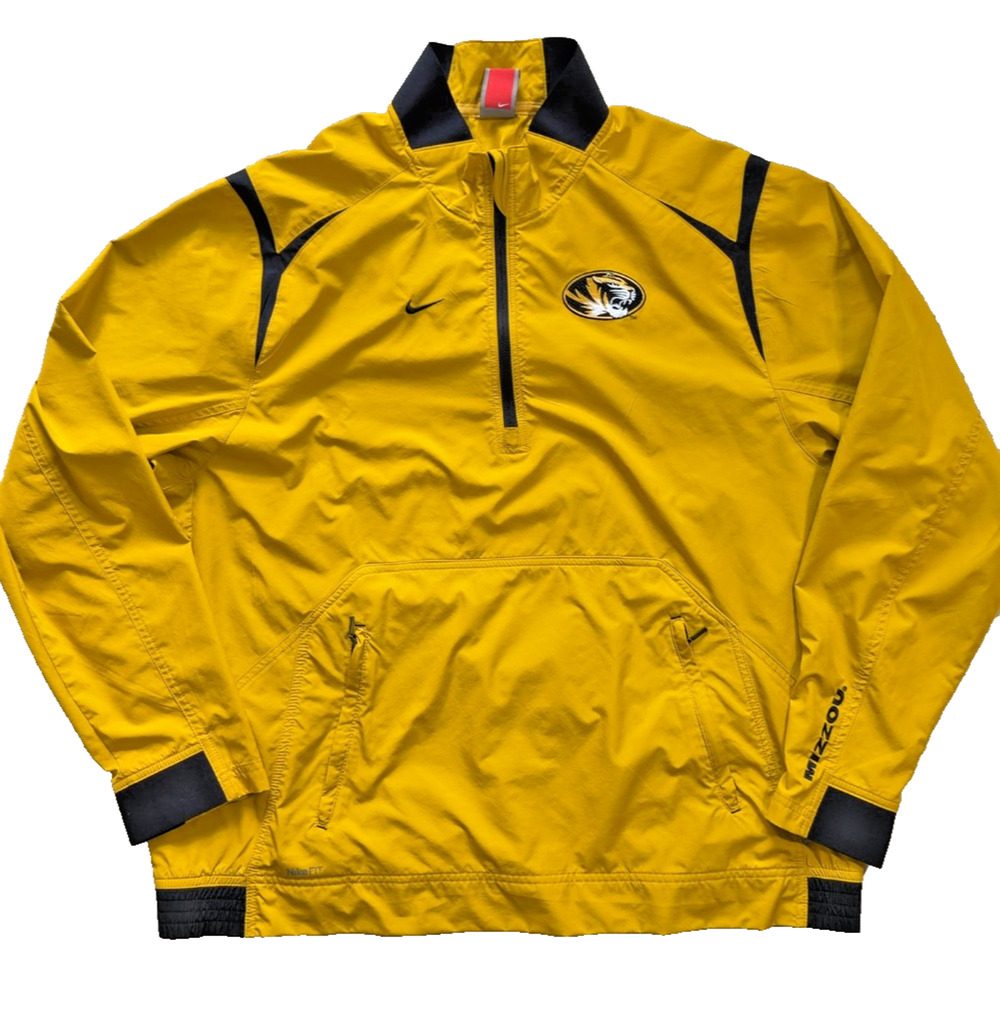 Nike Missouri Tigers 1/4 Zip Pullover Windbreaker Jacket Men's Large Read